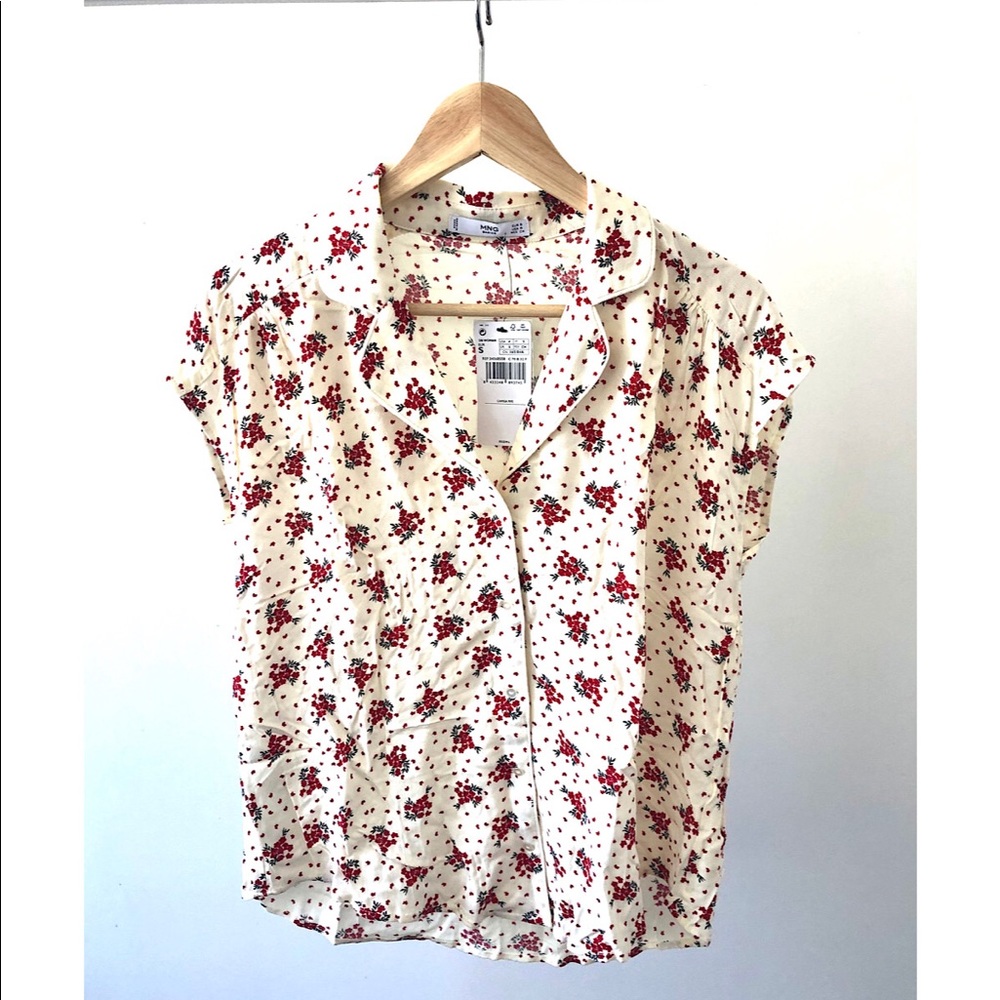 Mango Floral Camp-collar blouse